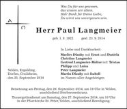 Traueranzeige Paul Langmeier