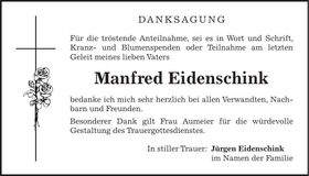 Traueranzeige Manfred Eidenschink