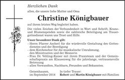 Traueranzeige Christine Königbauer