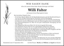 Traueranzeige Willi Falter