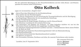 Traueranzeige Otto Kolbeck