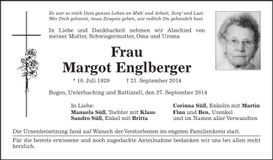 Traueranzeige Margot Englberger