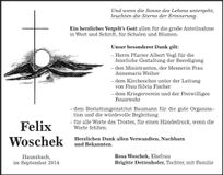 Traueranzeige Felix Woschek