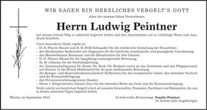 Traueranzeige Ludwig Peintner