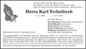 Traueranzeige Karl Tscholitsch