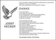 Traueranzeige Josef Hecker