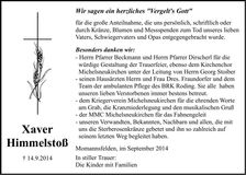 Traueranzeige Xaver Himmelstoß