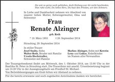 Traueranzeige Renate Alzinger