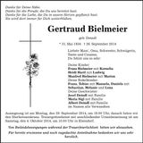 Traueranzeige Gertraud Bielmeier