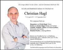 Traueranzeige Christian Hagl