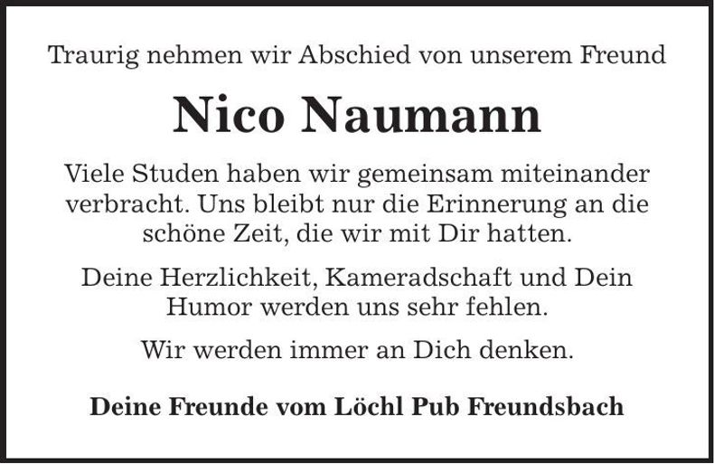 Traueranzeige Nico Naumann