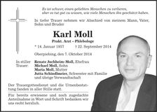 Traueranzeige Karl Moll