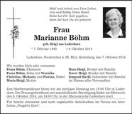 Traueranzeige Marianne Böhm