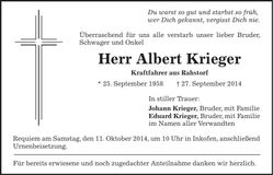 Traueranzeige Eduard Krieger