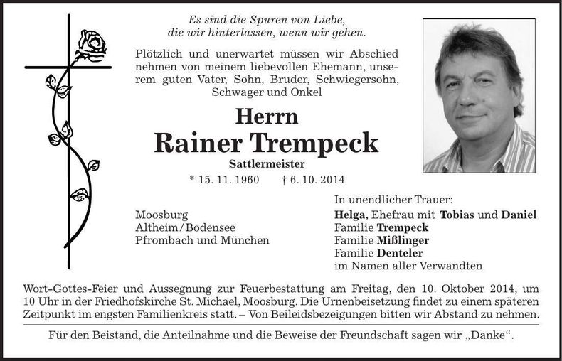 Traueranzeige Rainer Trempeck