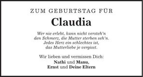 Traueranzeige Claudia 