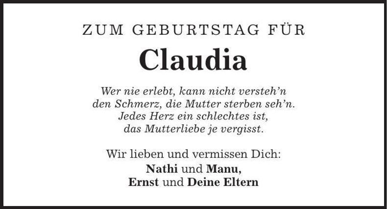 Traueranzeige Claudia 
