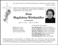 Traueranzeige Magdalena Wirthmüller