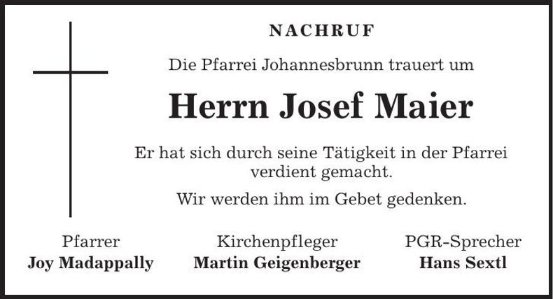 Traueranzeige Josef Maier