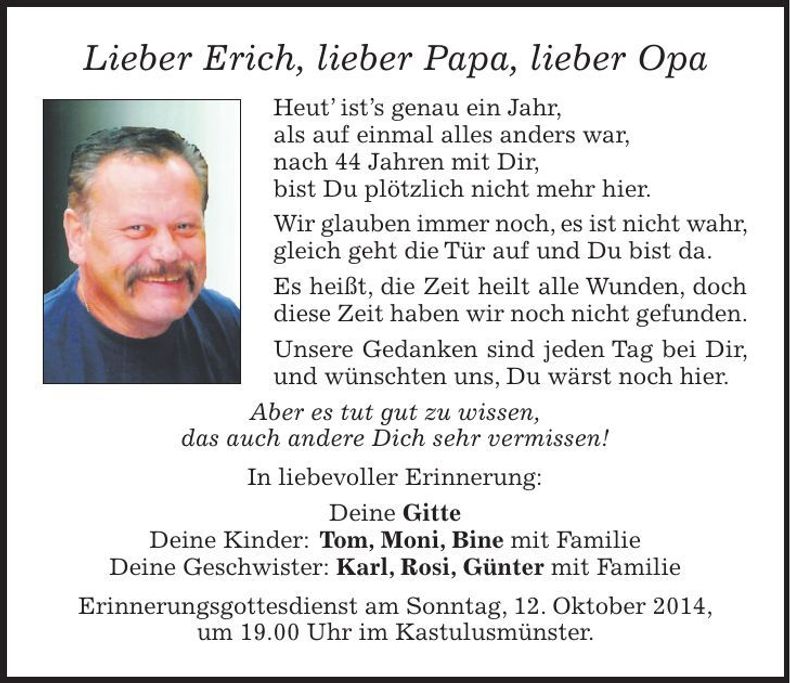 Traueranzeige Erich 