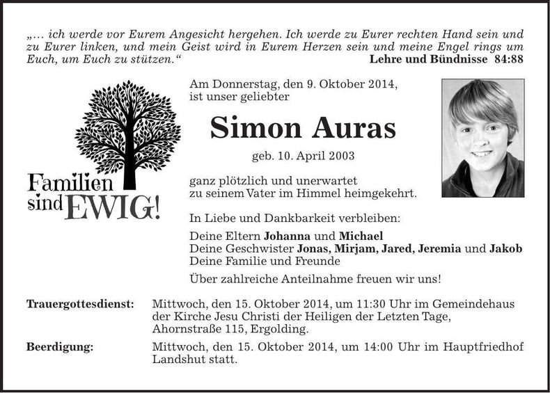 Traueranzeige Simon Auras