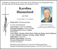 Traueranzeige Karolina Himmelstoß