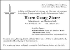 Traueranzeige Georg Zierer