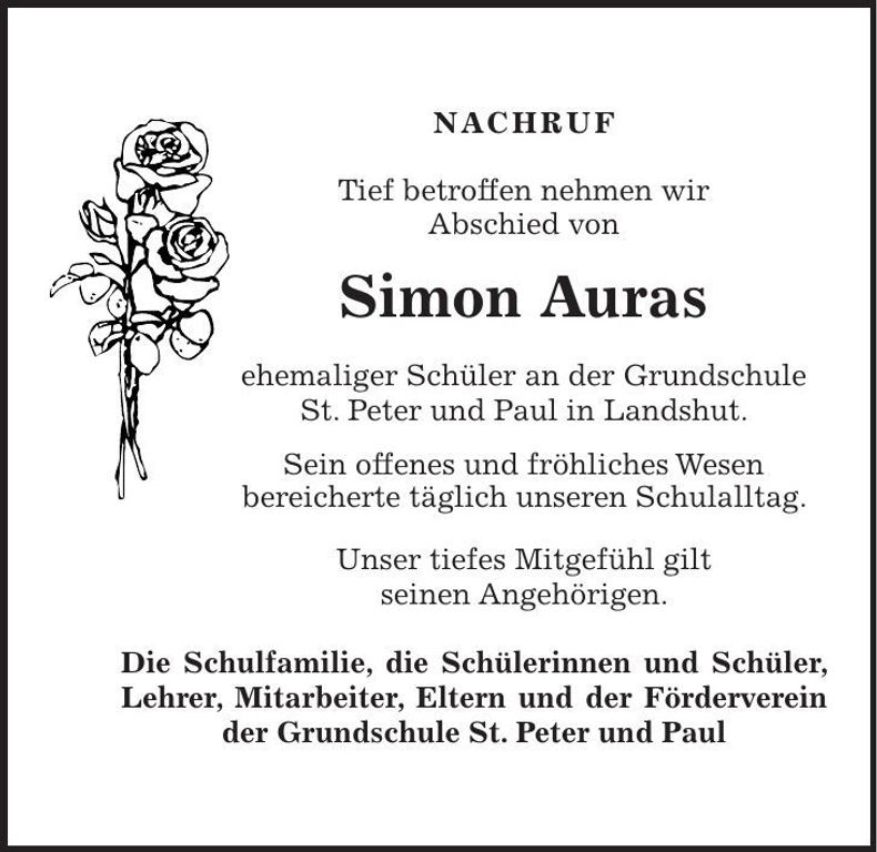 Traueranzeige Simon Auras