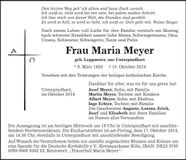 Traueranzeige Maria Meyer