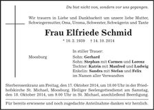 Traueranzeige Elfriede Schmid