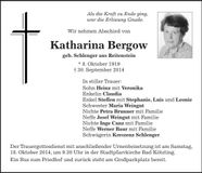 Traueranzeige Katharina Bergow