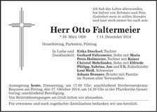Traueranzeige Otto Faltermeier