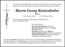 Traueranzeige Georg Kuttenhofer