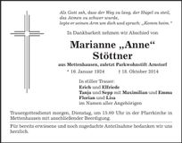 Traueranzeige Marianne "Anne" Stöttner
