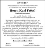 Traueranzeige Karl Fröstl
