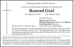 Traueranzeige Konrad Graf