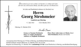 Traueranzeige Georg Strohmeier