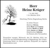 Traueranzeige Heinz Krüger