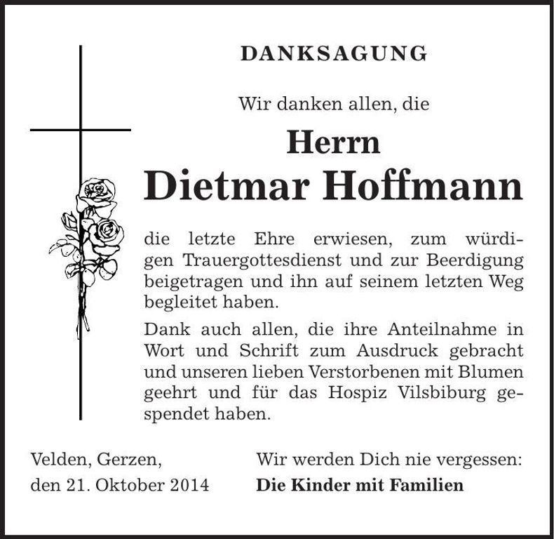 Traueranzeige Dietmar Hoffmann