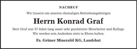 Traueranzeige Konrad Graf