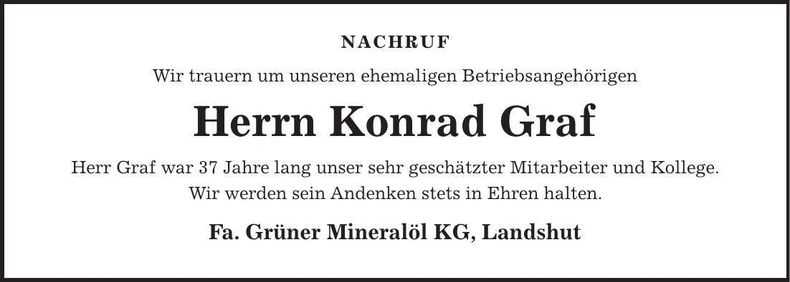 Traueranzeige Konrad Graf