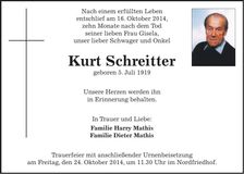 Traueranzeige Kurt Schreitter