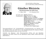 Traueranzeige Günther Bleistein