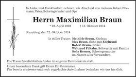Traueranzeige Maximilian Braun