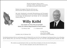 Traueranzeige Willy Kölbl