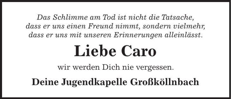 Traueranzeige Carolin Zollner