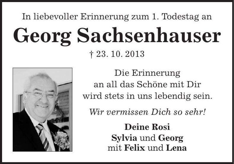 Traueranzeige Georg Sachsenhauser