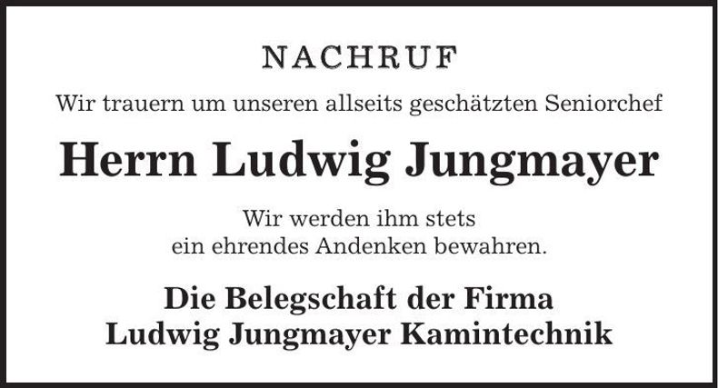 Traueranzeige Ludwig Jungmayer