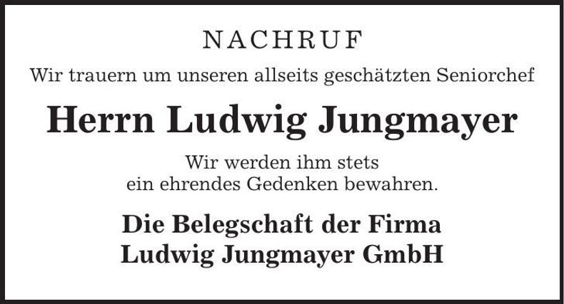 Traueranzeige Ludwig Jungmayer