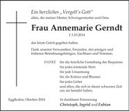 Traueranzeige Annemarie Gerndt